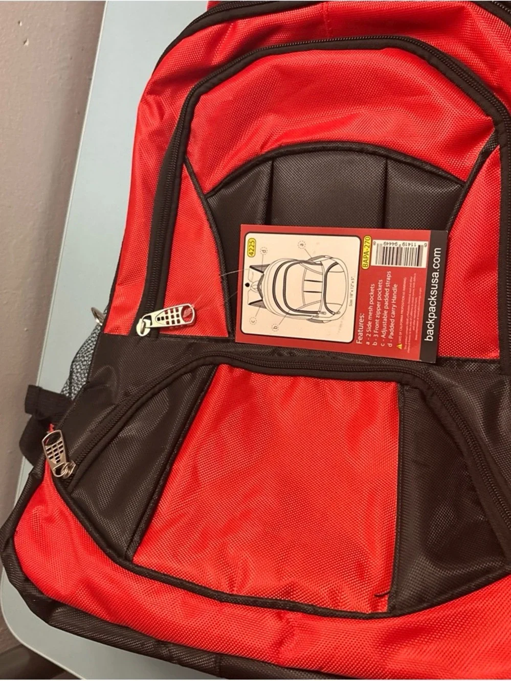 Men's Red and Black Backpack